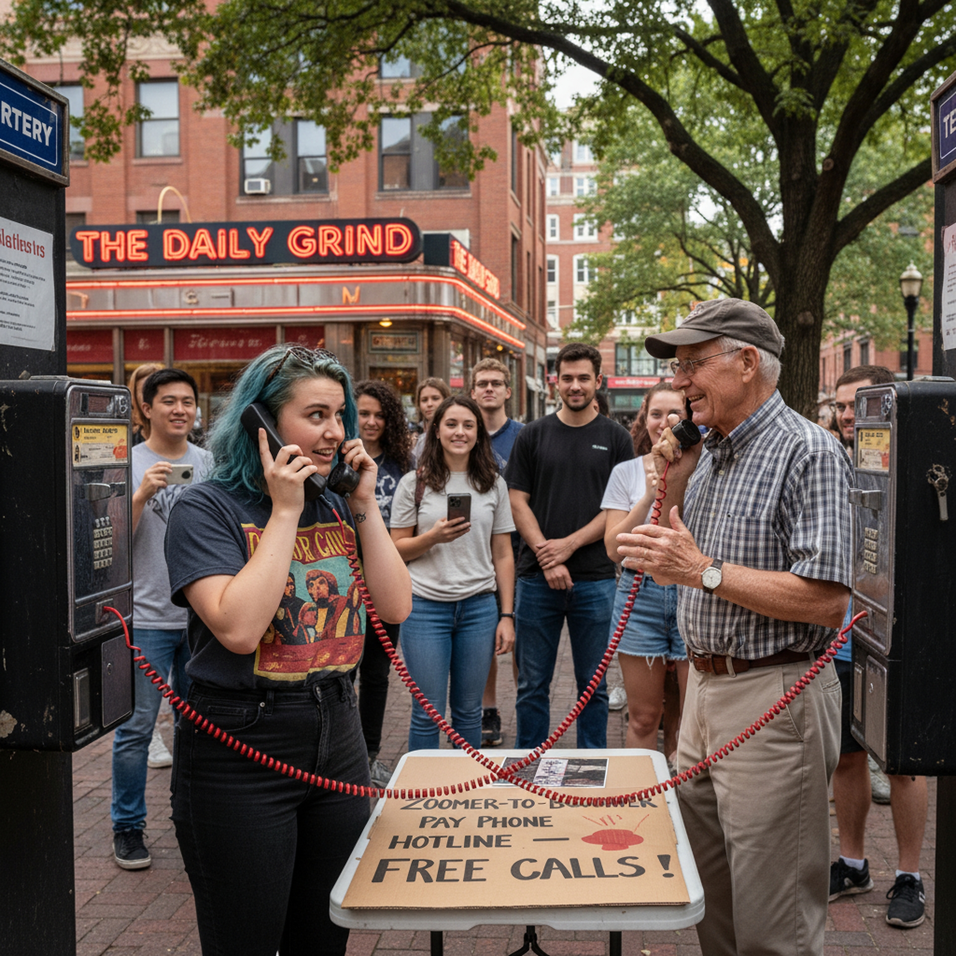 Global Health and Education Watch: A ‘Zoomer-to-Boomer’ Pay Phone Hotline Gets Two Generations Chatting